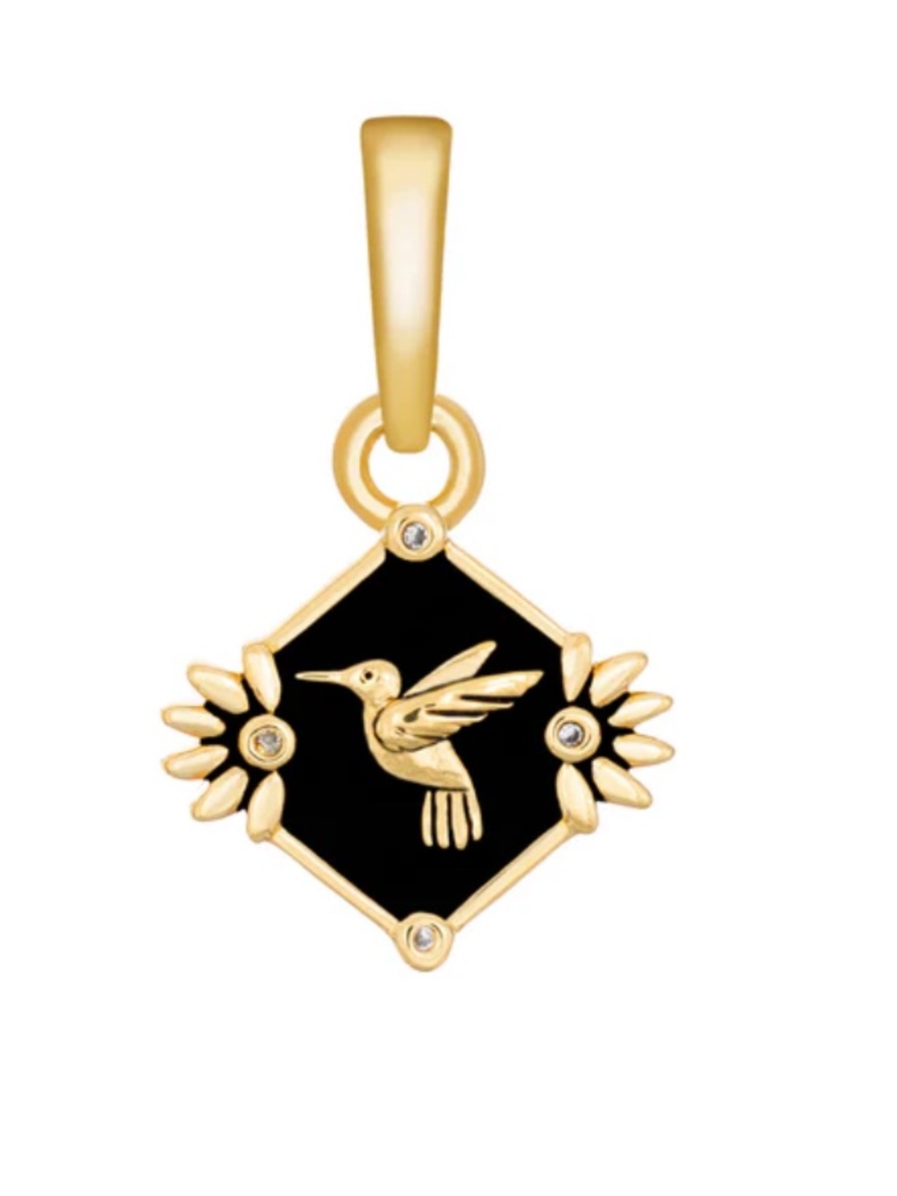 Little rooms Gold Hummingbird Pendant with Black Enamel